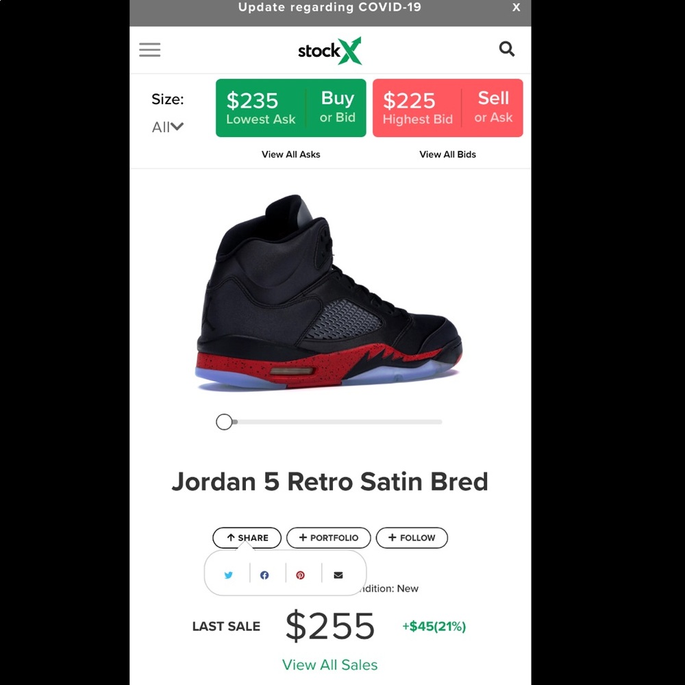 SZ12)Satin bred 5s/150$